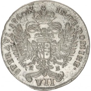 František Lotrinský (1745-1765), VII kr. 1760 K-B, Kremnica Husz. 1812 R, dr. rys., tém.