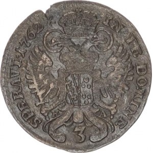 František Lotrinský (1745-1765), 3 kr. 1762 H-A, Tyroly Hall R, hr., mělčí raža