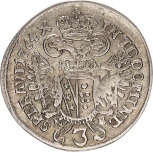 František Lotrinský (1745-1765), 3 kr. 1764 N-B, Nagybanya Husz. 1818 R