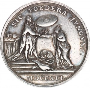Leopold II. (1790-1792), Medaile 1791, na holdování v Belgii, Hlava zprava, opis /