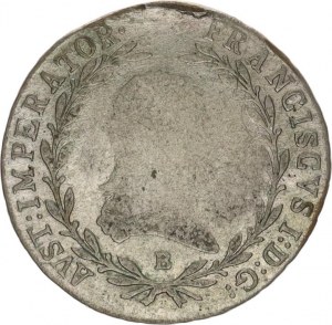 František I. (1792-1835), 10 kr. 1815 B, stopa po oušku