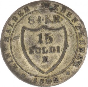 František I. (1792-1835), 15 Soldi - 8 1/2 kr. 1802 F, mělčí ražba