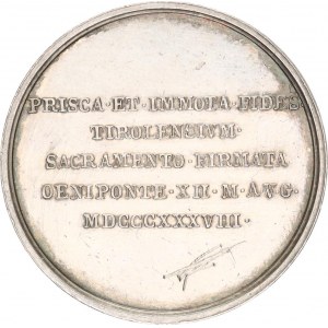 Ferdinand V. (1835-1848), Medaile 1838 na holdování v Tyrolsku - hlava zleva, opis / 5-řádk