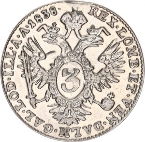 Ferdinand V. (1835-1848), 3 kr. 1838 A 