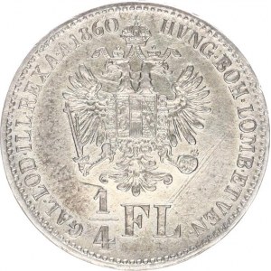 František Josef I.(1848-1918), 1/4 Zlatník 1860 B, ryska v Av.