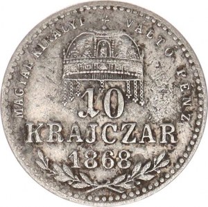 František Josef I.(1848-1918), 10 kr. 1868 KB - MAGYAR KIRALYI
