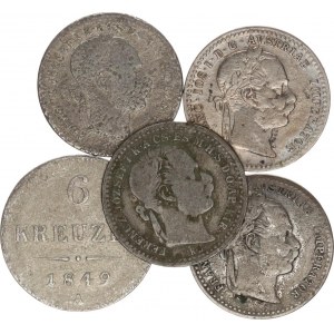 František Josef I.(1848-1918), 10 kr. 1869, 1870 oba b.zn., 10 kr. 1870 KB (2x), +6 kr 1849 A