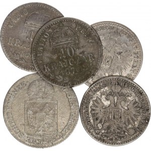 František Josef I.(1848-1918), 10 kr. 1869, 1870 oba b.zn., 10 kr. 1870 KB (2x), +6 kr 1849 A