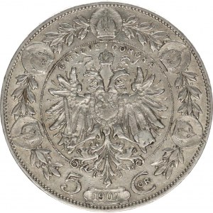 František Josef I.(1848-1918), 5 Koruna 1907 b.zn., .hr.