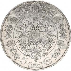 František Josef I.(1848-1918), 5 Koruna 1907 b.zn., nep. rys.