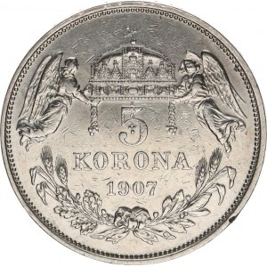 František Josef I.(1848-1918), 5 Koruna 1907 KB, zc. nep. rys., m. hr.