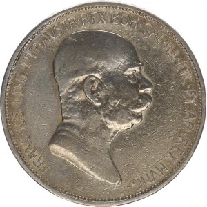 František Josef I.(1848-1918), 5 Koruna 1908 b.zn. - jubilejní, vlas. rys.