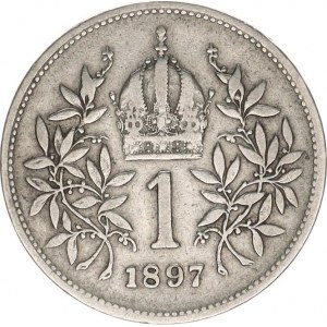 František Josef I.(1848-1918), 1 Koruna 1897 b.zn., vryp