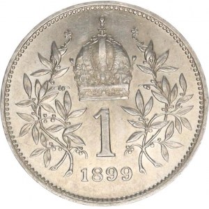 František Josef I.(1848-1918), 1 Koruna 1899 b.zn., tém.