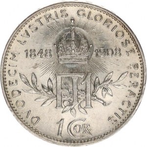 František Josef I.(1848-1918), 1 Koruna 1908 jubil. - tečka za HVNG.