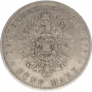 Bavorsko, Ludwig II. (1864-1886), 5 Mark 1876 D KM 502