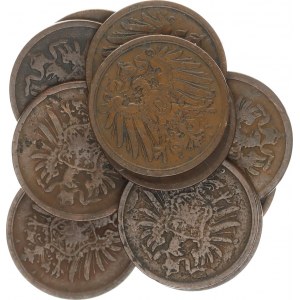 Německo, drobné ražby císařství, 2 Pfennig 1875 A, C, D, E, F, G, H; +1876 A, F; +1904 A; +1912 D;
