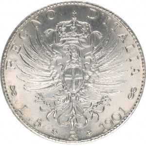 Itálie, Vittorio Emanuele III.(1900-1946), 5 Lire 1901 R jako KM 34 sběratelská ražba bílý kov