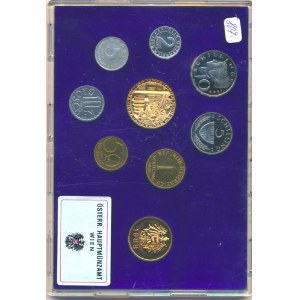 Austria, serie d'epoca 1988 (2, 5, 10, 50 gr., 1, 5, 10 Sch. + doratura. miele