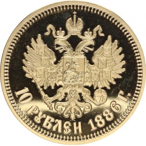 Rusko, Alexander III. (1881-1894), 10 Rubl 1886 - Medailová ražba - zlacený kov 40 mm 28,8 g