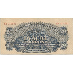 ČSR-Poukázky pro osvobozené území, 1944-1945, 20 K 1944 sér. KH číslovač 8 Baj. 58b neperf.