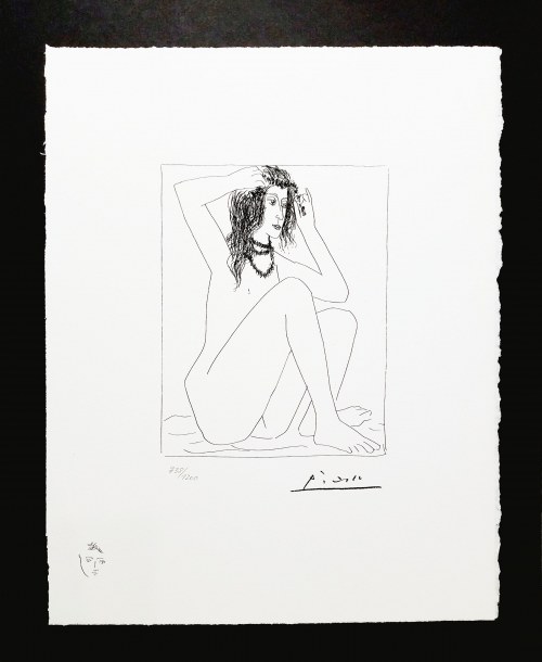 Pablo Picasso (1881 - 1973), Naga Kobieta Koronująca się Kwiatami, litografia