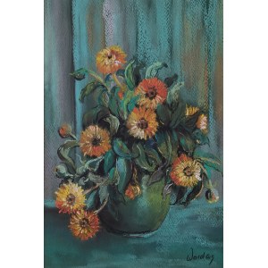 Urszula Wardas, Blumen in einer grünen Vase, 2008