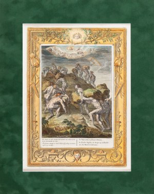 Bernard PICART (1673-1733), Giganci próbujący wspiąć się do Nieba, Scena mitologiczna, 1731