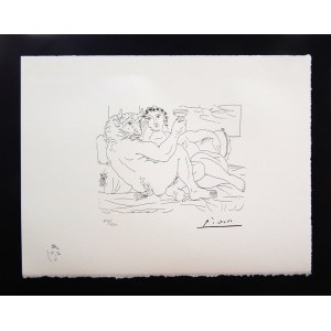 Pablo Picasso(1881-1974),Odpoczynek Minotaura:szampan i kochanka(oryginalny tytuł autorski)