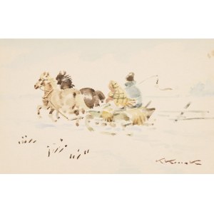 Karol KOSSAK (1896-1975), Auf dem Schlitten, vor 1950