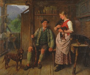 Adolf EBERLE (1843-1914), Jamniki - scena rodzajowa we wnętrzu