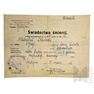 Certificat de décès 1939 - Directeur de banque assassiné par les Allemands
