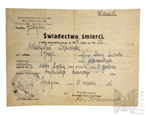 Certificato di morte 1939 - Direttore di banca assassinato dai tedeschi