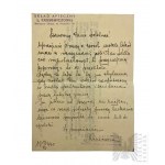 Warsaw Uprising - Letter Syndrome Between Doctor Stanislaw Bober and, (L. Krusiewiczowa's pharmacy store)