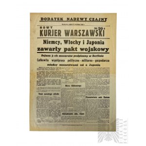 2 WŚ Kurjer Warszawski Supplément extraordinaire  L'Allemagne, l'Italie et le Japon ont conclu un pacte militaire  Varsovie 27 septembre 1940.