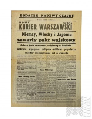 2 WŚ Kurjer Warszawski Dodatek Nadzwyczajny “ Niemcy, Włochy i Japonia Zawarły Pakt Wojskowy ” Warszawa 27 Września 1940 rok.