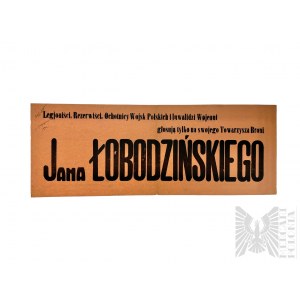 II RP Pre-election placard by Jan Lobodzinski, Member of the Polish Legionary Union, Rifle Association.