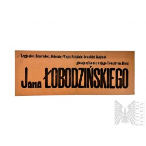 II RP Afisz Przedwyborczy Jana Łobodzińskiego, Członka Związku Legionistów Polskich, Związku Strzeleckiego.