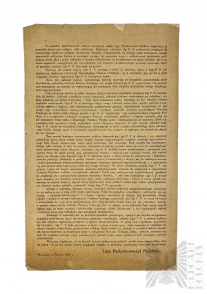 II Annonce de la RP Ligue de l'État polonais Varsovie 1918.