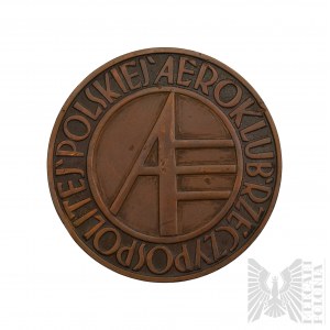 II RP Medaille Aeroclub der Republik Polen 1930 Art Deco in Schachtel