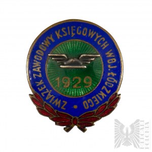 II RP Odznak Odborového zväzu účtovníkov Lodžského vojvodstva 1929.
