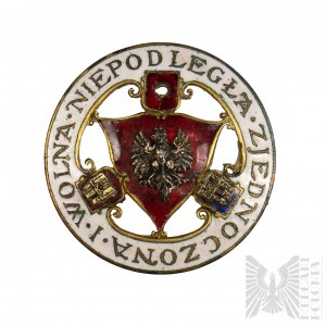II Republic of Poland Patriotic Badge of the NKN - Independent, United and Free 1918.