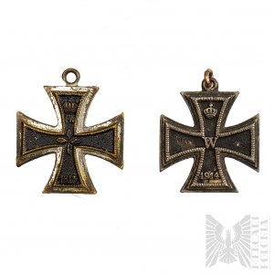 Sada dvoch miniatúrnych železných krížov z 1. svetovej vojny Nemecko/Prusko