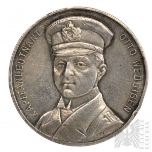 1 WW Prussia Medal Kapitänleutnant Otto Eduard Weddigen Silver Rare U-Boat U9 & U29