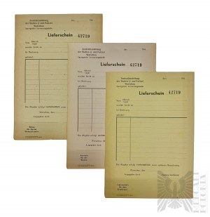 Seconda guerra mondiale - Tre rari documenti del ghetto di Varsavia per l'esportazione di oggetti (Waffen SS)
