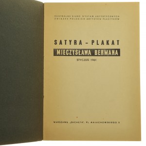 Satyra - plakat Mieczysława Bermana styczeń 1961 [tekst Stefan Morawski] [Katalog wystawy / 1961]