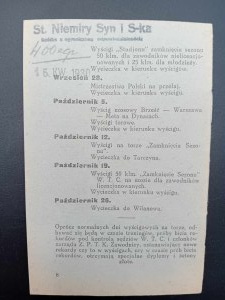 Športový a turistický program Varšavskej cyklistickej asociácie na rok 1930