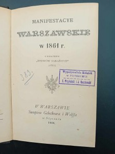 Varsaviana Manifestacye warszawskie w 1861 Z dodatek 