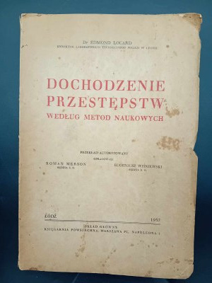 Dr. Edmond Locard Indagine sul crimine secondo metodi scientifici Anno 1937