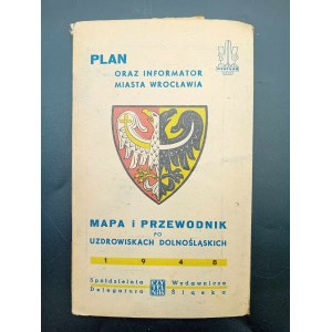 Plán a průvodce městem Vratislav Mapa a průvodce dolnoslezskými lázněmi 1948